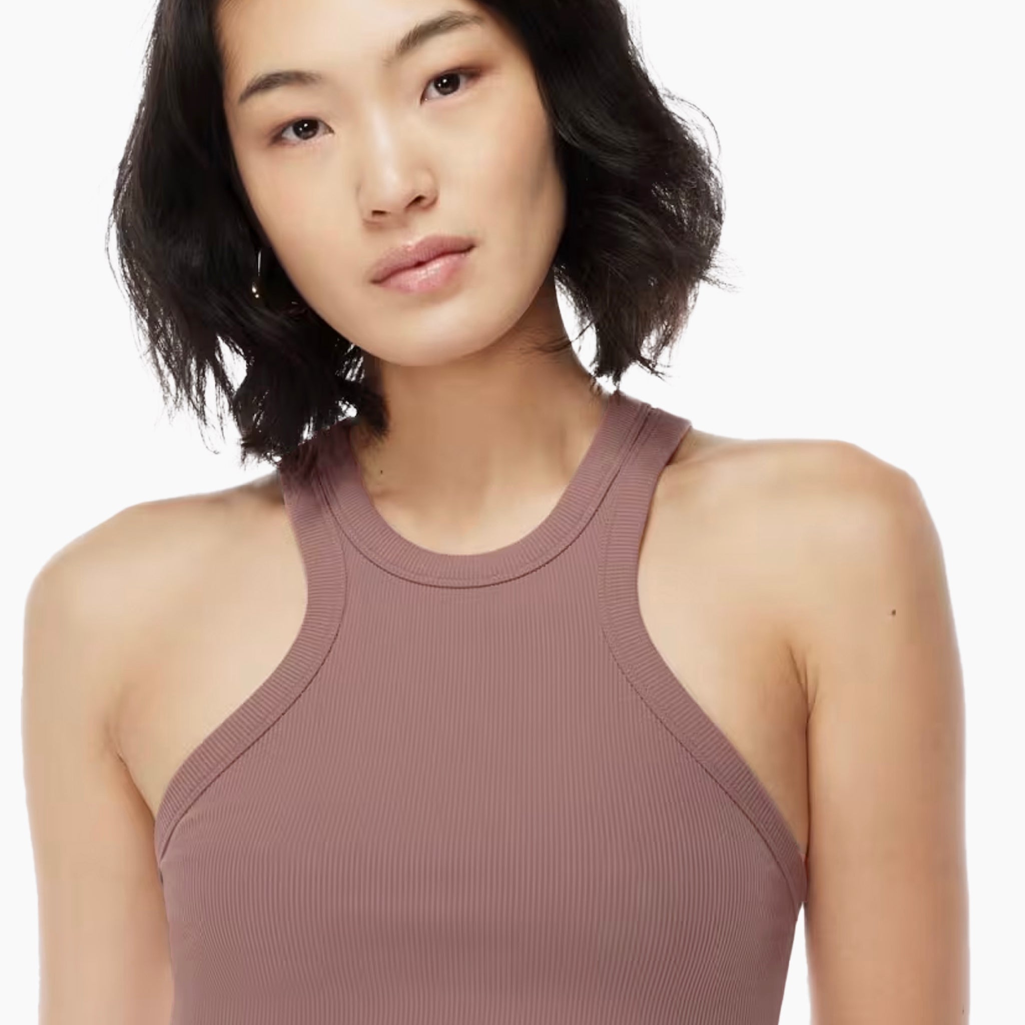 Women's Tank Top | Ribbed Fabric, Long, Burgundy Rose