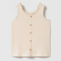 Sleeveless girls open knit top with a round neck