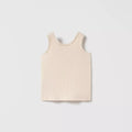 Sleeveless girls open knit top with a round neck