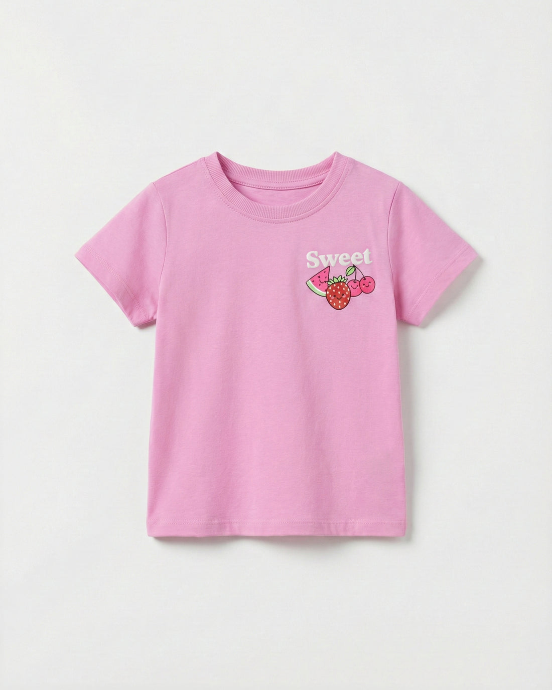 Toddler Girl's pink Half Sleeve Cotton T-Shirt 