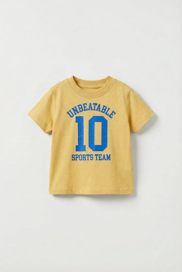 Toddler Mustard Yellow Cotton T-Shirt | Goal Print