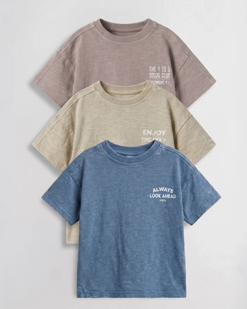 3 Pack Toddler Acid Wash Oversized T-Shirt