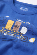 PTex Fashion baby tshirt close-up showing ribbed crew neck and printed bike graphic on soft cotton