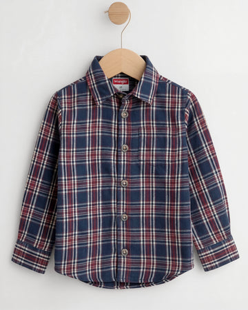 Toddler Boy's Full Sleeve Cotton Shirt | Navy & Red Striped