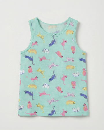 Toddler Girls' Sleeveless Tank Top – Playful Cat Print
