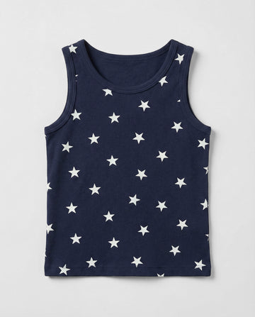 Navy Blue Star Print Toddler Tank Top