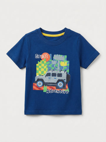 Toddler Blue Half Sleeve T-Shirt | Adventure
