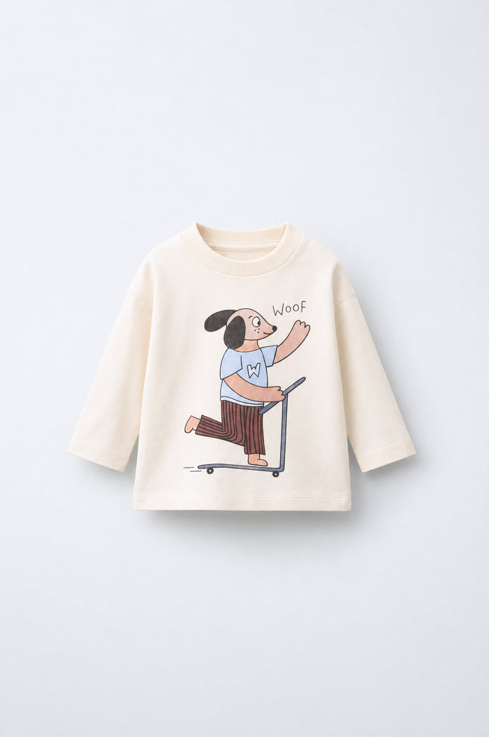 Kid's Long Sleeve Graphic T-Shirt - Cream – Ptex