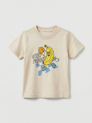 Toddler Beige Half Sleeve Cotton T-Shirt | Stay Fresh