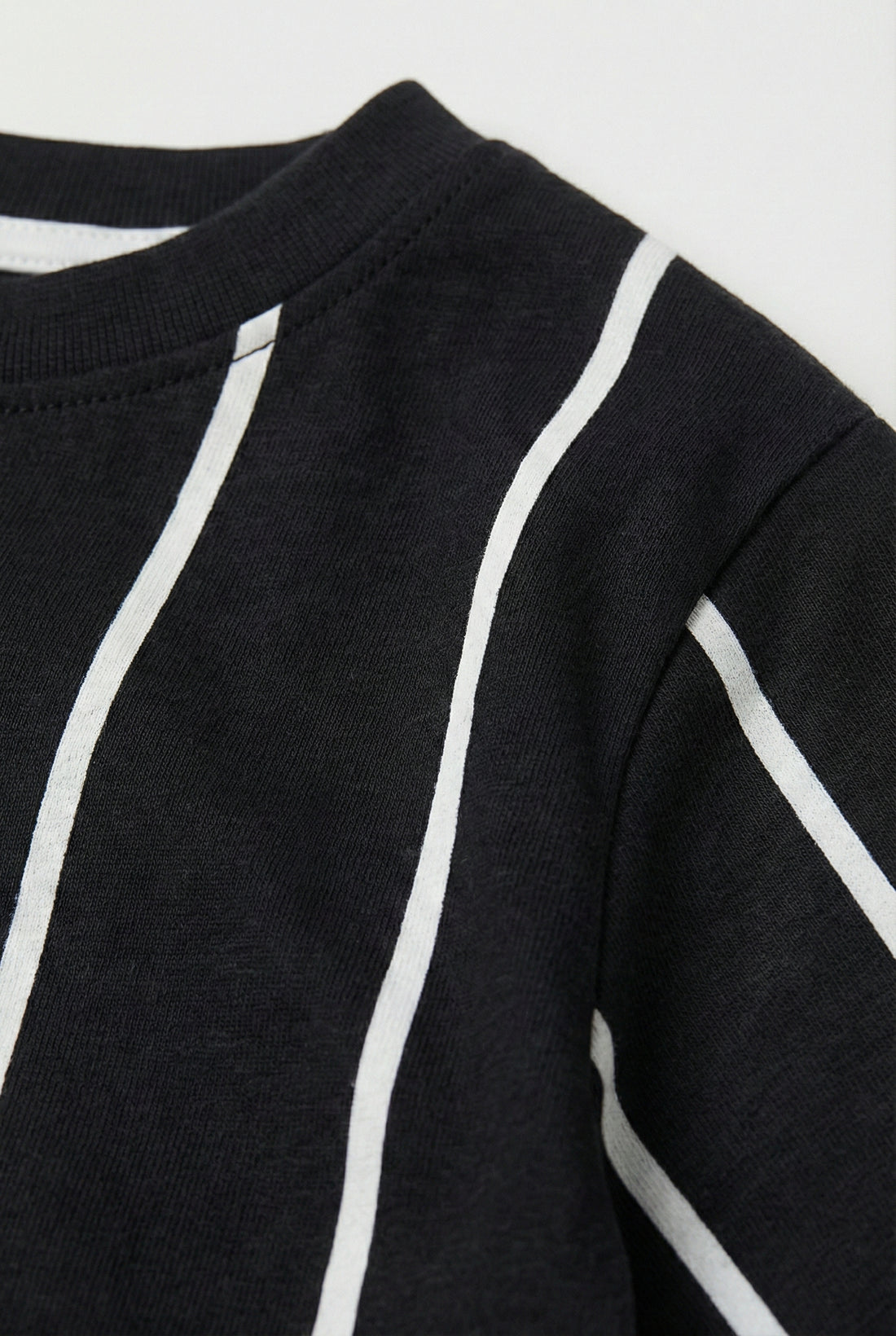 Toddler Black Cotton T-Shirt | White Stripe