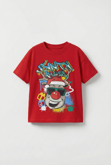Toddler Red Cotton T-Shirt | Santa Rules