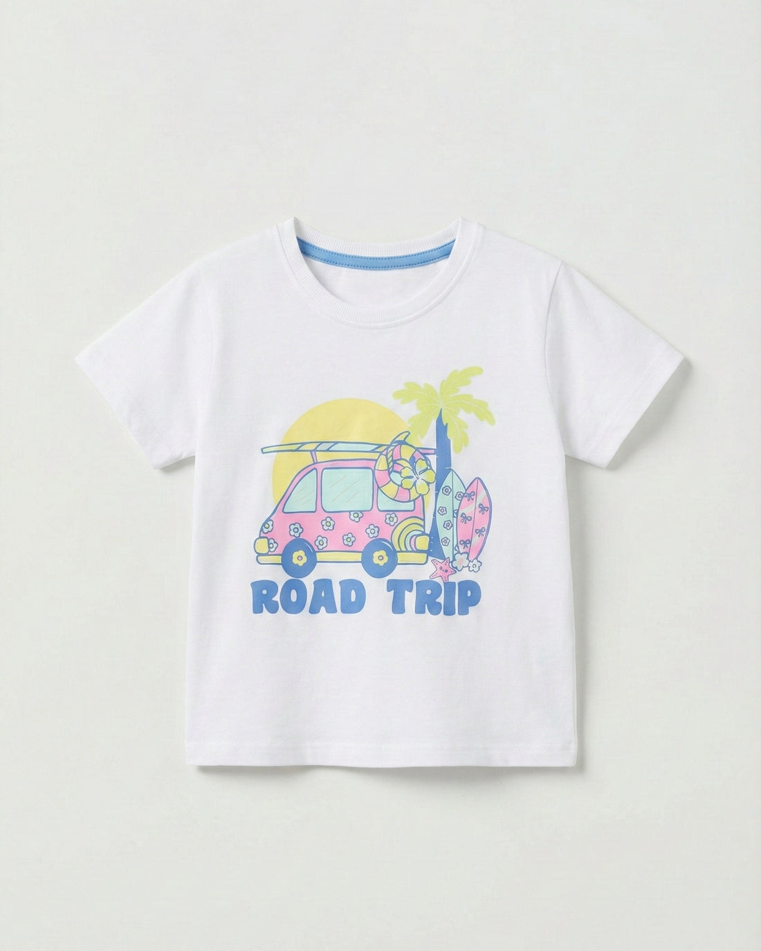 Toddler Girl's Half Sleeve White Cotton T-Shirt