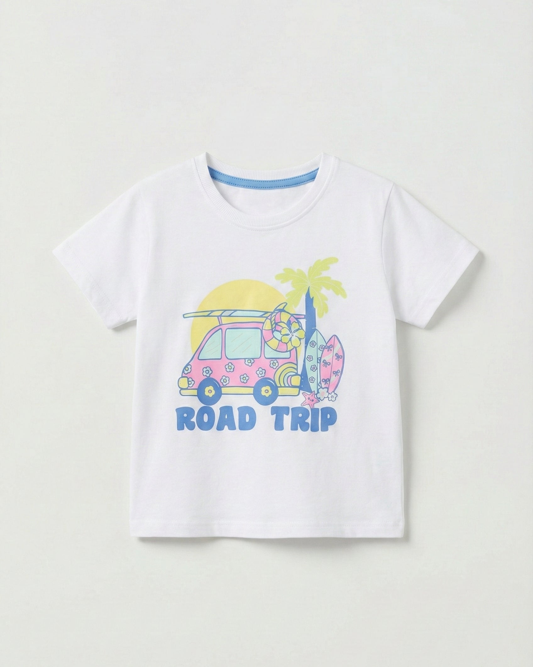 Toddler Girl's Half Sleeve White Cotton T-Shirt