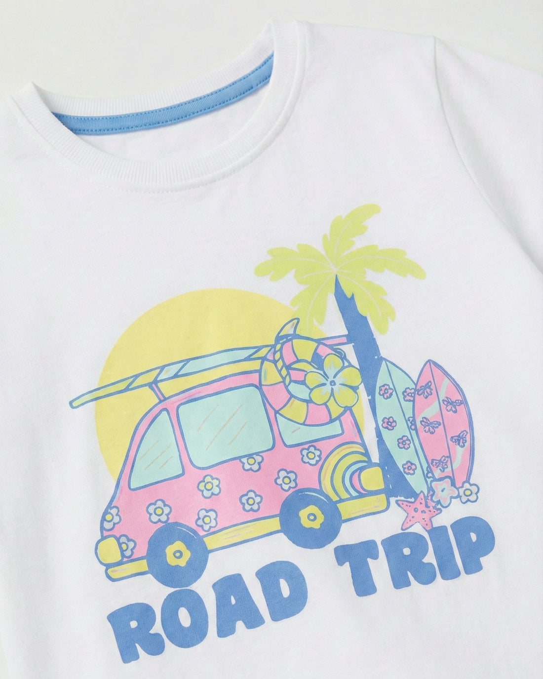 Toddler Girl's Half Sleeve White Cotton T-Shirt