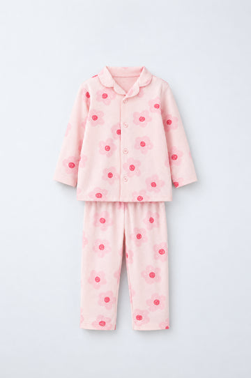 Baby Girl’s Flower Print Cotton Pyjama Set