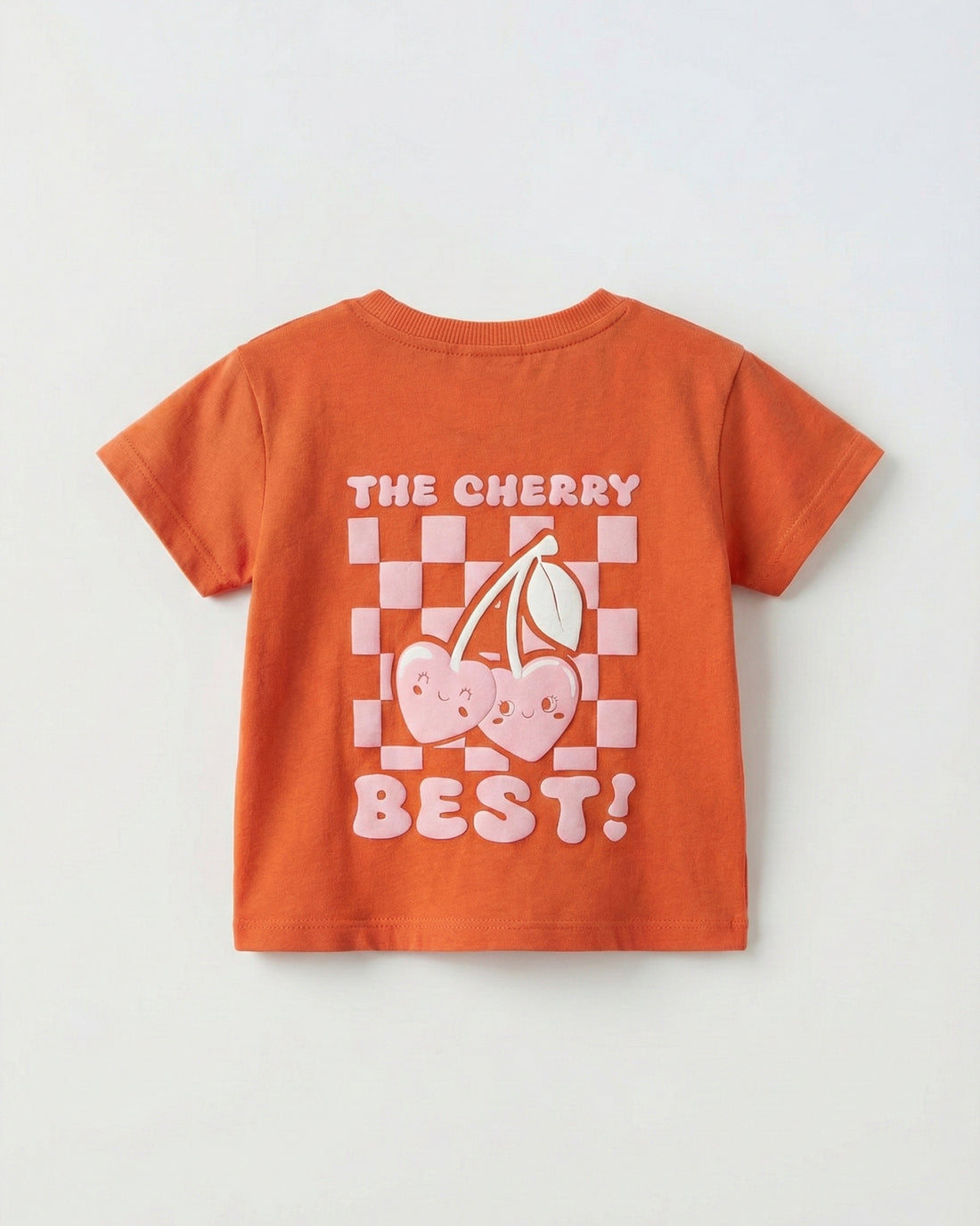 Toddler Girl's Half Sleeve Cotton T-Shirt | Orange Cherry Print
