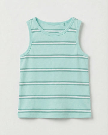Organic Cotton Aqua Blue & White Striped Tank Top