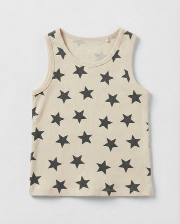 Beige Star Print Toddler Tank Top