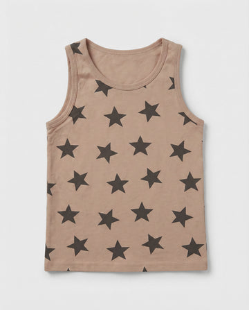 Brown Star Print Toddler Tank Top