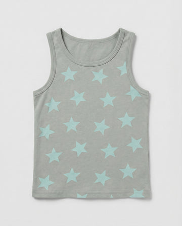 Olive Star Print Toddler Tank Top | 100% Organic Cotton