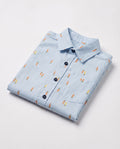 Folded PTex Fashion carrot print sky blue button-up shirt for boys