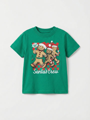 Toddler Cotton Green T-Shirt | Santa's Crew