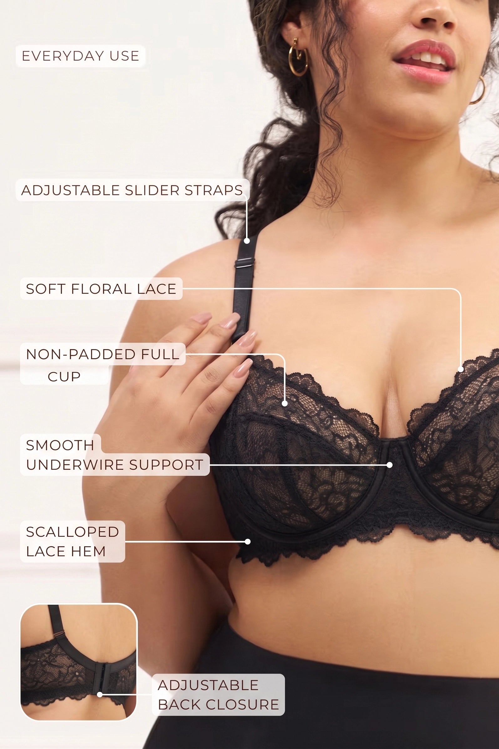 PTex Fashion black lace bra product benefits