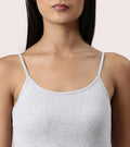 Women's Slim Fit White Camisole|Cotton Fabric