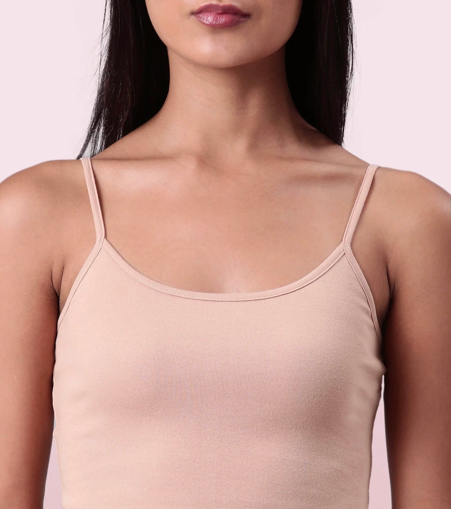 Women's Slim Fit White Camisole|Cotton Fabric