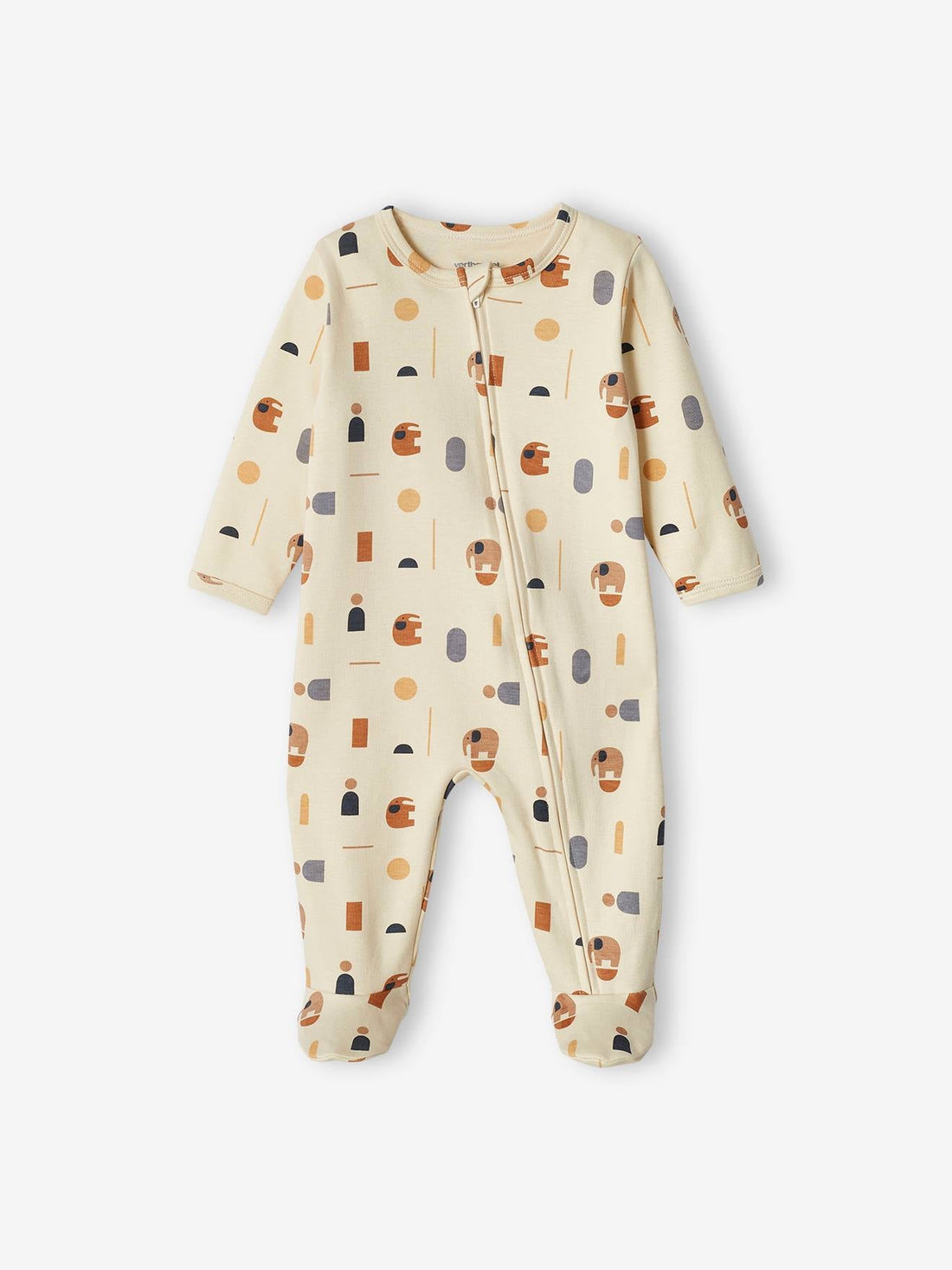 Cream Pattern Baby romper-zipper Ptex