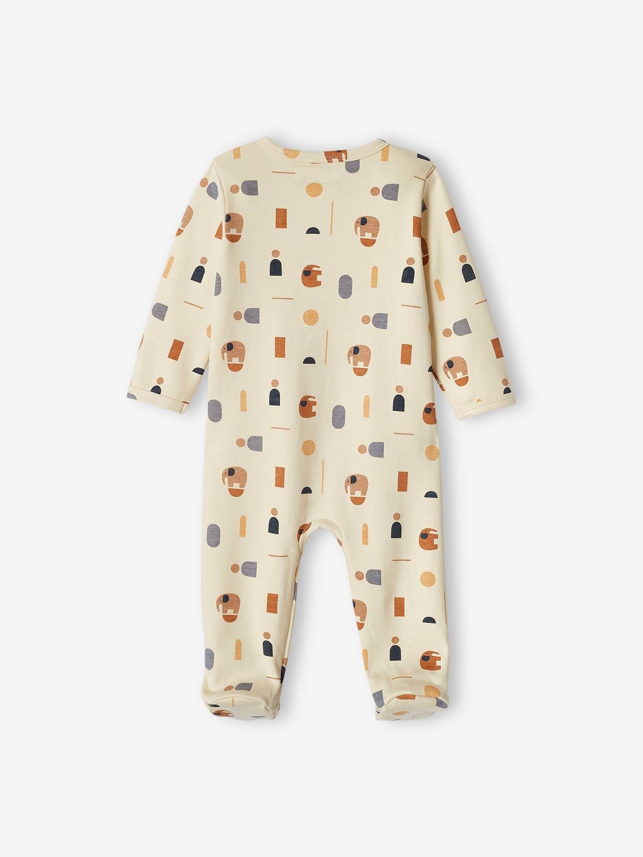 Cream Pattern Baby romper-zipper Ptex