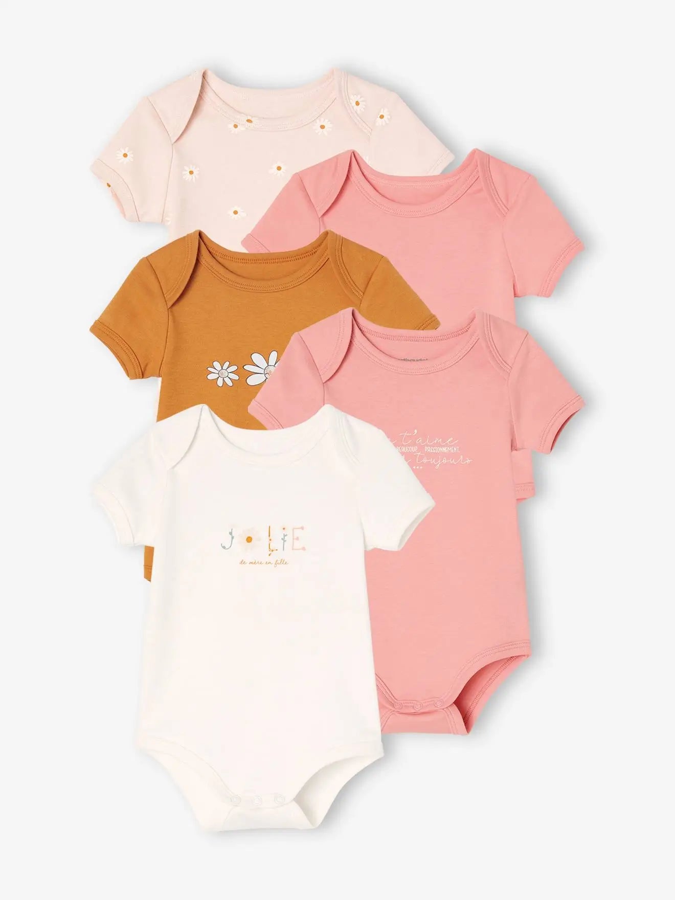 Pack of 3/5 half sleeve assorted cotton bodysuit Ptex