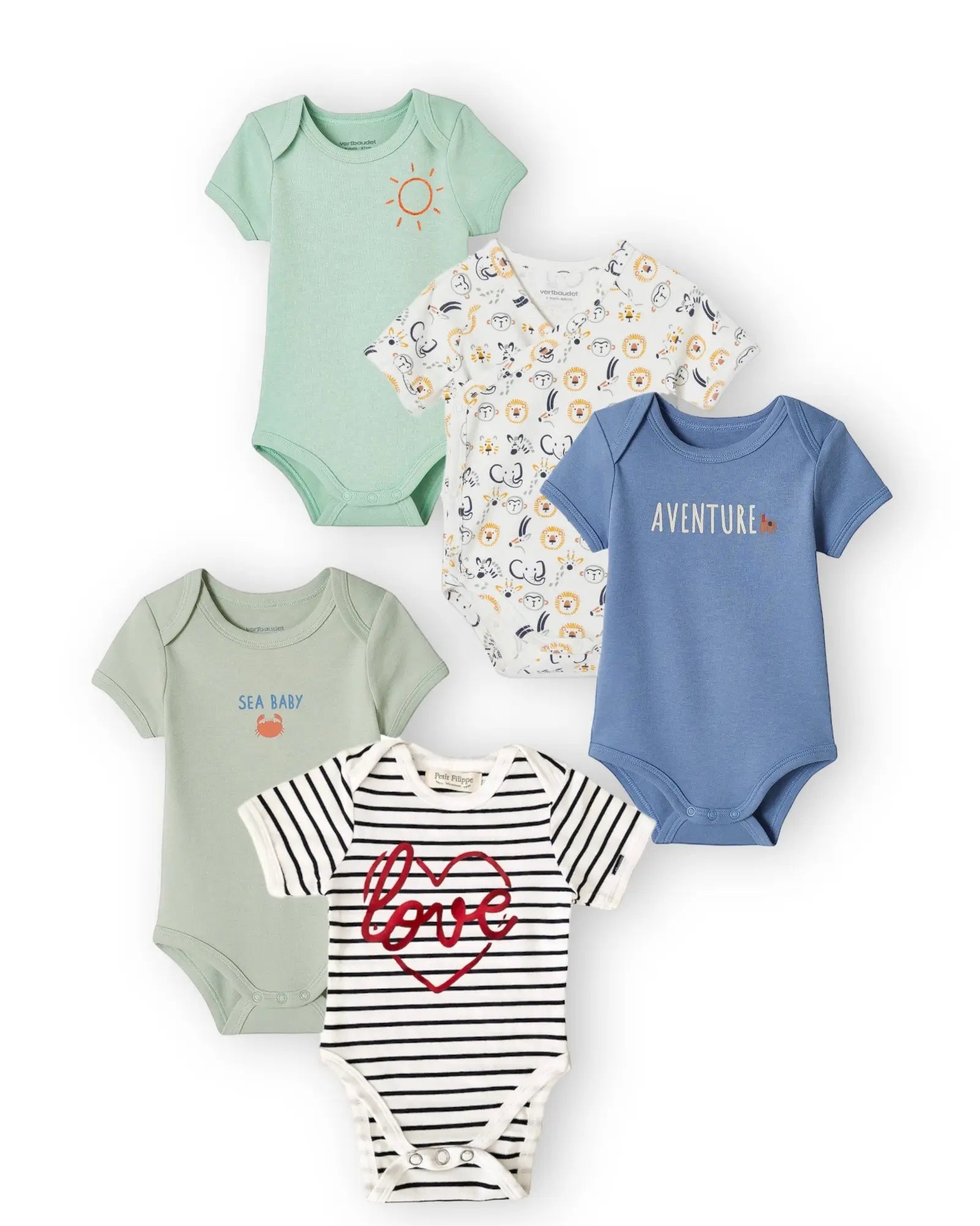 Pack of 3/5 half sleeve assorted cotton bodysuit Ptex