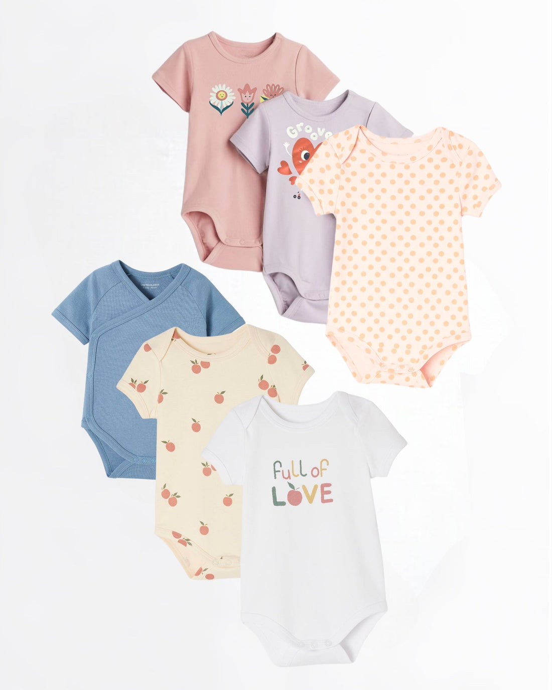 Pack of 3/5 half sleeve assorted cotton bodysuit Ptex