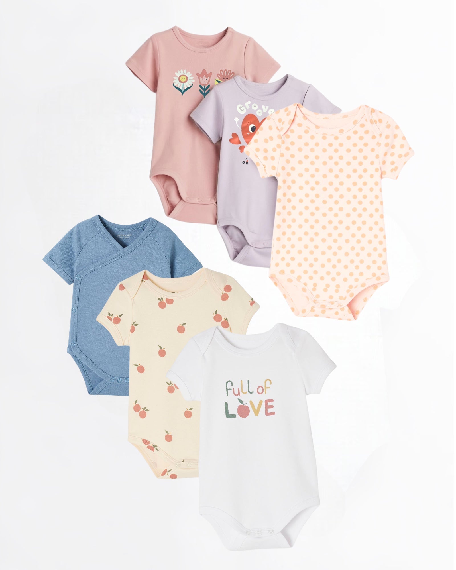 Pack of 3/5 half sleeve assorted cotton bodysuit Ptex